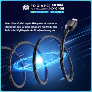 Dây sạc nhanh từ tính SN 60W chống rối tự hít dây dù 1 mét tương thích đa thiết bị