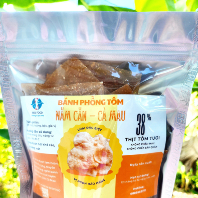 Túi 500gr Bánh phồng tôm Năm Căn - Cà Mau - Loại đặc biệt 38%, Đồ ăn vặt