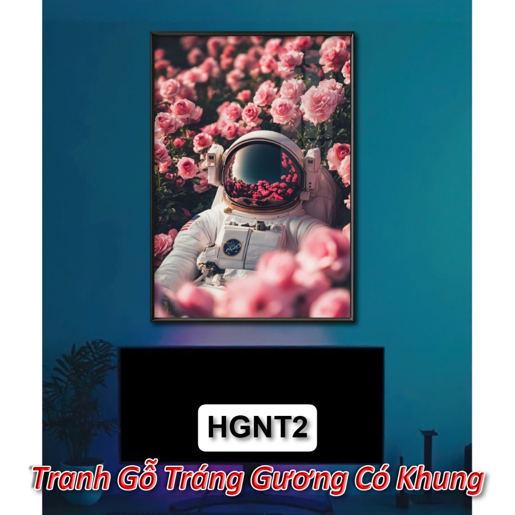 Tranh gỗ có khung decor phi hành gia – Sự giao thoa giữa nghệ thuật & vũ trụ, tạo điểm nhấn nổi bật cho mọi không gian