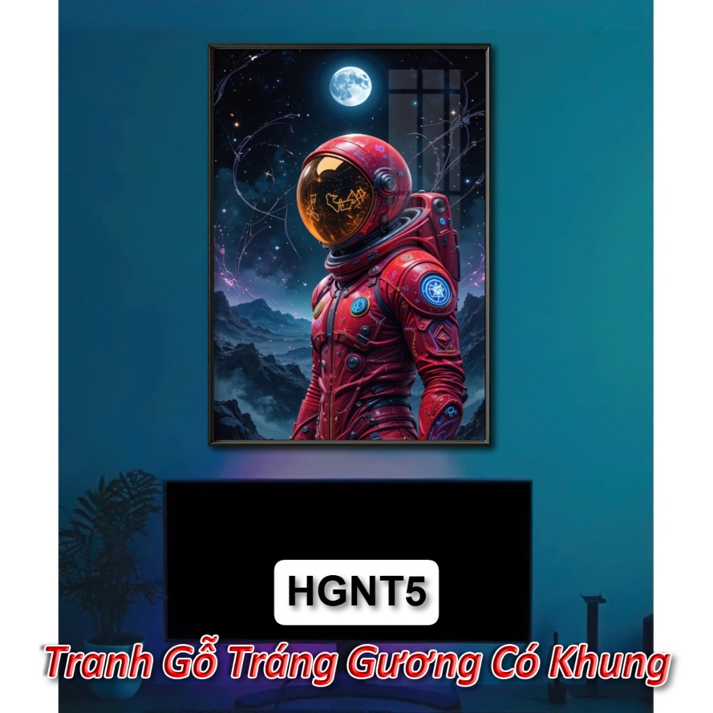 Tranh gỗ có khung decor phi hành gia – Sự giao thoa giữa nghệ thuật & vũ trụ, tạo điểm nhấn nổi bật cho mọi không gian