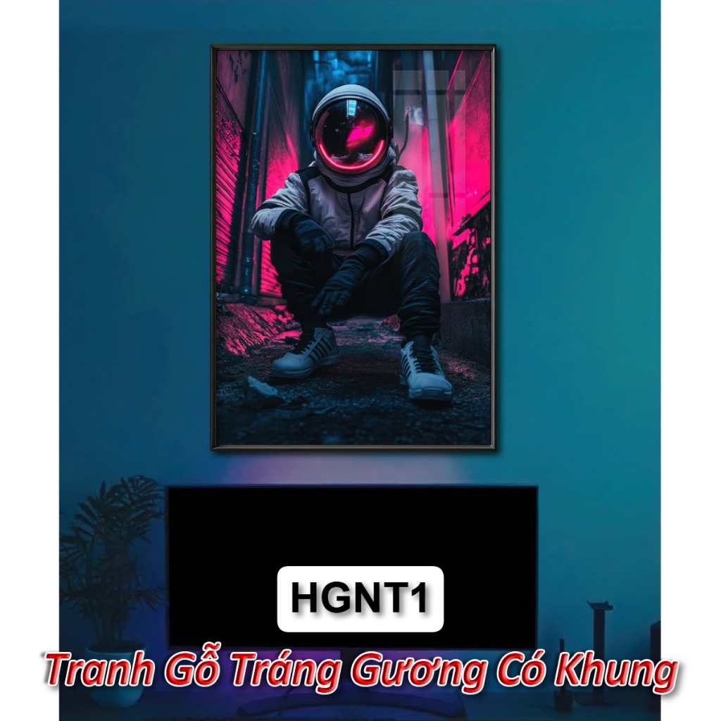Tranh gỗ có khung decor phi hành gia – Sự giao thoa giữa nghệ thuật & vũ trụ, tạo điểm nhấn nổi bật cho mọi không gian