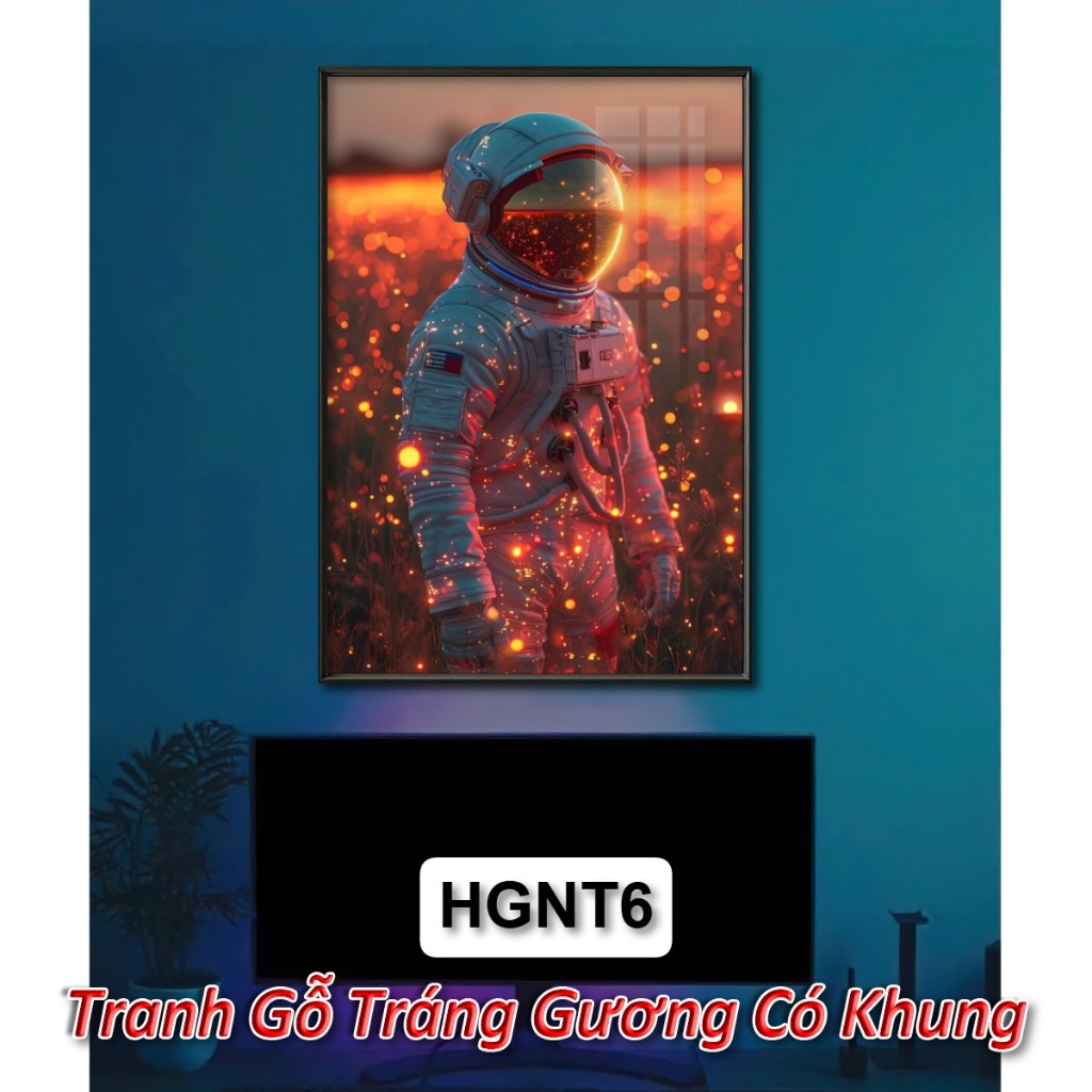 Tranh gỗ có khung decor phi hành gia – Sự giao thoa giữa nghệ thuật & vũ trụ, tạo điểm nhấn nổi bật cho mọi không gian