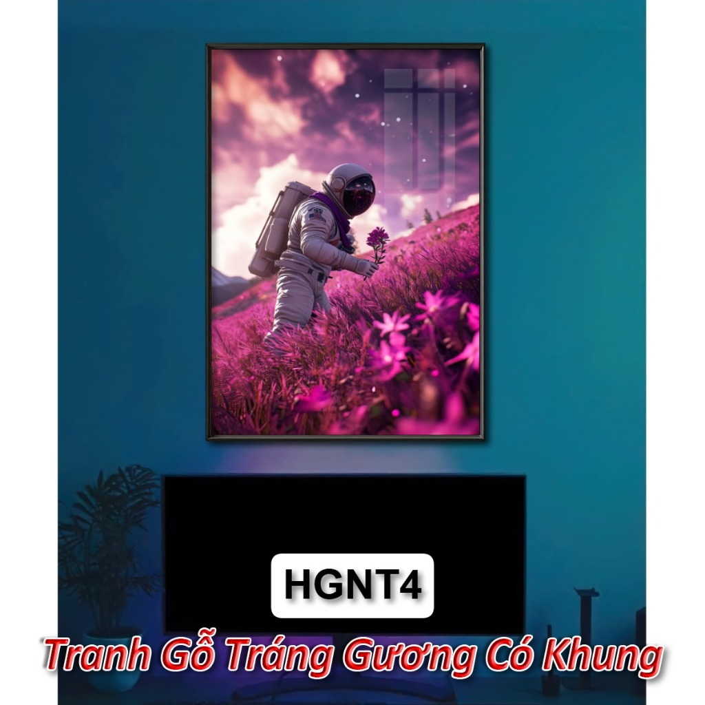 Tranh gỗ có khung decor phi hành gia – Sự giao thoa giữa nghệ thuật & vũ trụ, tạo điểm nhấn nổi bật cho mọi không gian