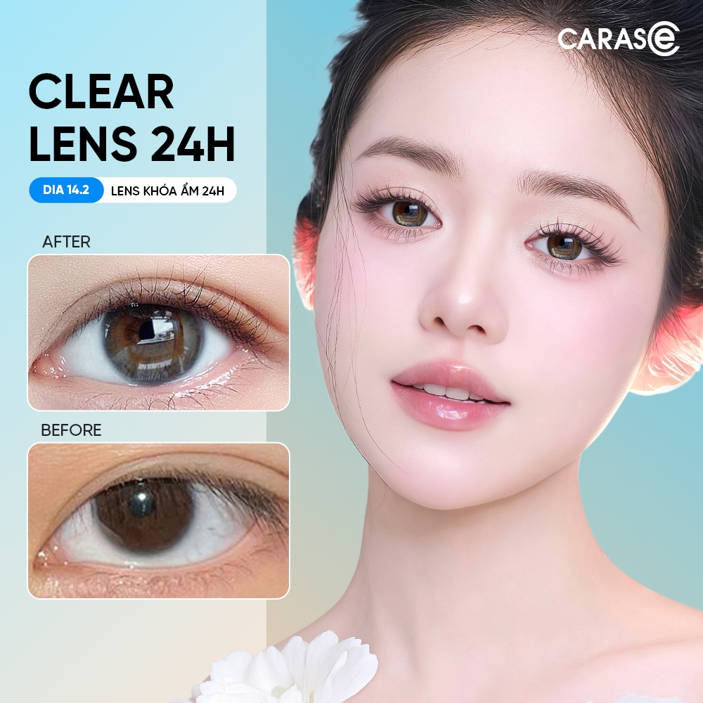 [1 Chiếc] Kính áp tròng khoá ẩm 24H 1 Tháng Màu Trong Suốt CARASE, Lens cận Clear (1 bên mắt)