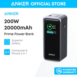 Anker Prime Power Bank Bộ sạc di động 20.000mAh có công suất 200W Màn hình kỹ thuật số thông minh 2 cổng USB-C và A1336