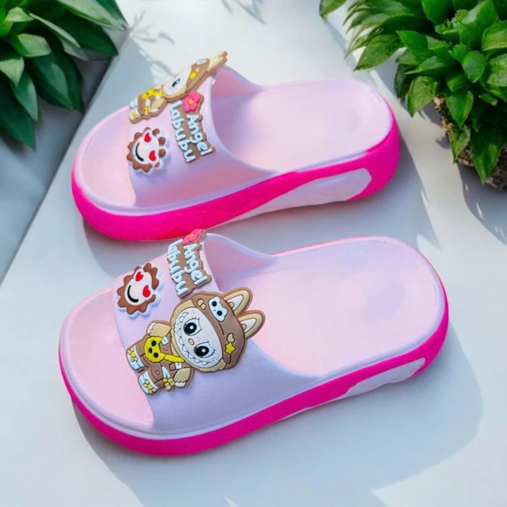 Dép bánh mì thời trang hình thỏ labubu angel siêu nhẹ êm chân cho bé gái