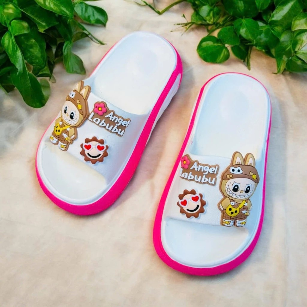 Dép bánh mì thời trang hình thỏ labubu angel siêu nhẹ êm chân cho bé gái