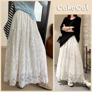 Chân Váy Midi Dài Chất Voan Hoa Hồng, Dáng Xòe, Chân Váy Cạp Cao Hàn Quốc Mặc Đi Chơi Cakecat