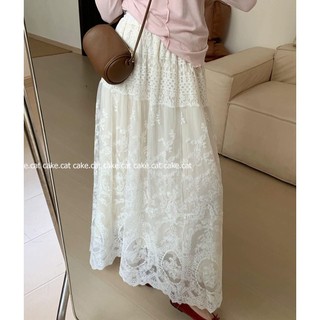 Chân Váy Midi Dài Chất Voan Hoa Hồng, Dáng Xòe, Chân Váy Cạp Cao Hàn Quốc Mặc Đi Chơi Cakecat