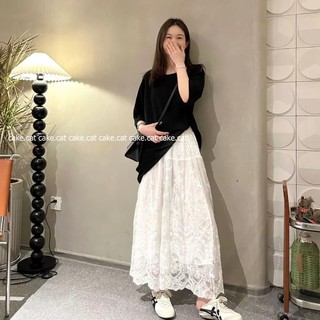 Chân Váy Midi Dài Chất Voan Hoa Hồng, Dáng Xòe, Chân Váy Cạp Cao Hàn Quốc Mặc Đi Chơi Cakecat