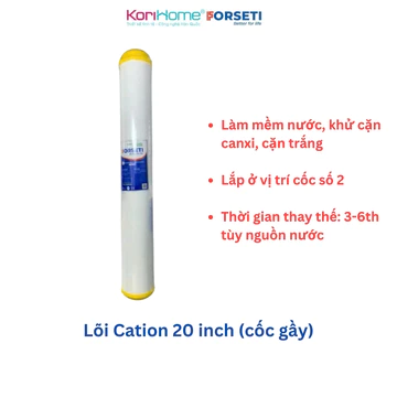 Lõi lọc số 2 bán công nghiệp Cation 20" xử lý nước cứng canxi dùng cho các máy BCN Karofi và bộ lọc chặn đầu nguồn