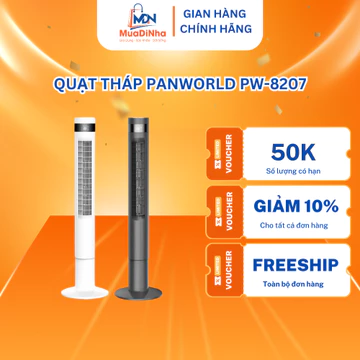 Quạt Tháp Panworld PW-8207, Quạt Không Cánh Điều Hòa Đối Lưu Không Khí Có Remote Xoay 90 Độ BH 2 Năm