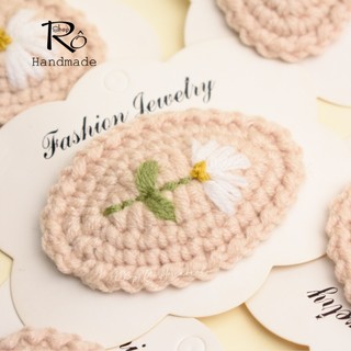 Kẹp tóc hoa cúc thêu tay cho nữ và bé gái 6cm |Cặp tóc len Handmade đẹp thanh lịch |Shop Rô Handmade