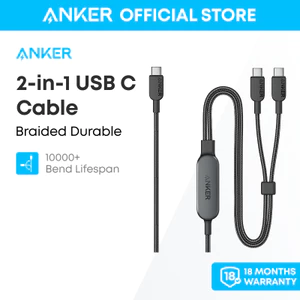 Cáp sạc nhanh 2 trong 1 Anker A8895 USB-C sang USB-C, công suất 140W, thiết kế bện bền bỉ cho Galaxy S24 & laptop