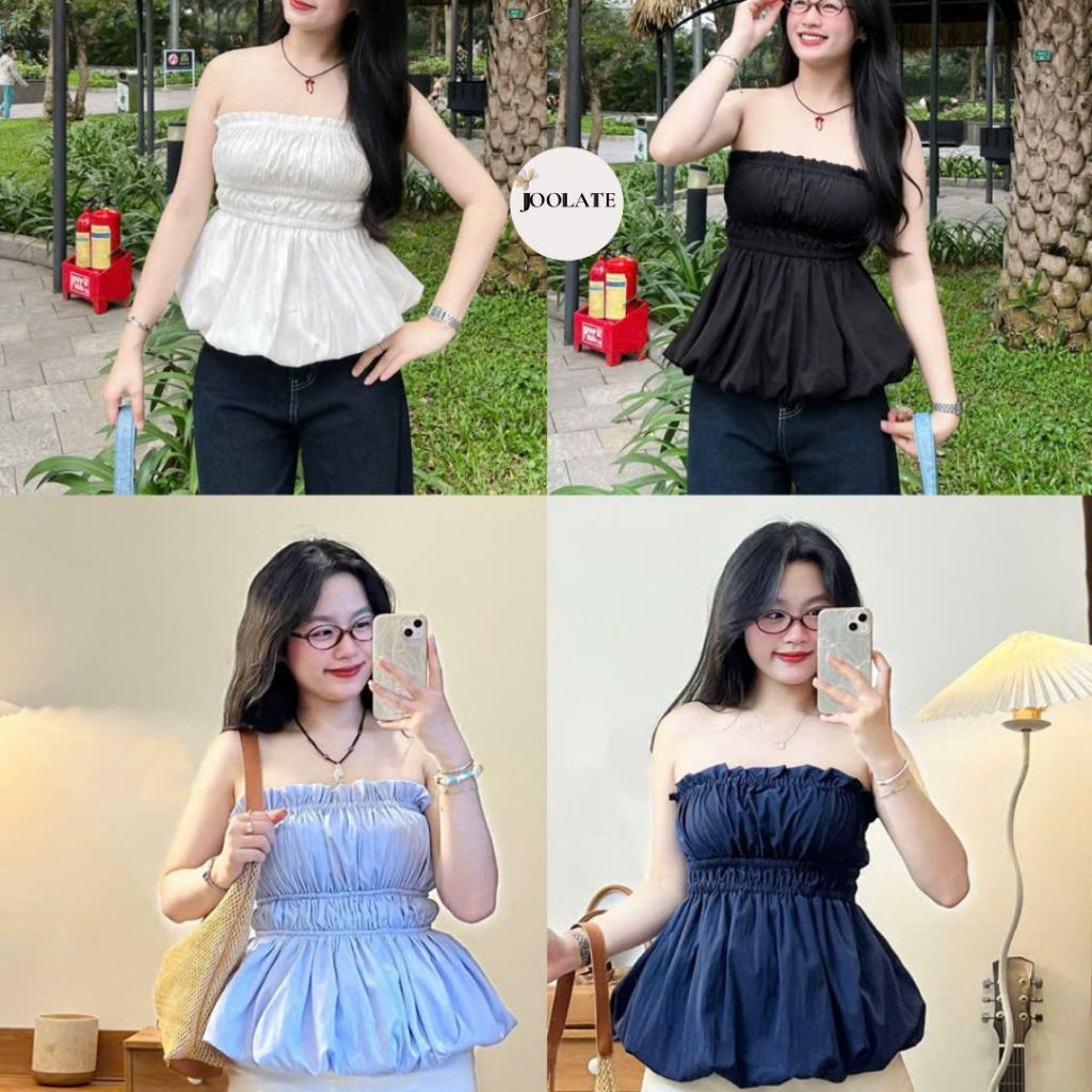 Áo Bí Cúp Ngực Joolate  Áo Quây Dáng Xoè Chất Gió Sần Mặc Đi Chơi Đi Biển Mùa Hè Joolate Aocupnguc621 P7k3