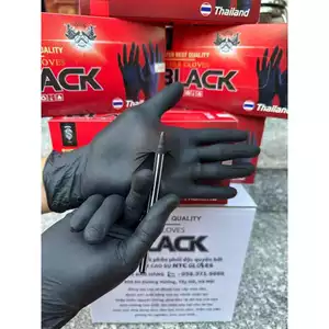 Hộp 100c Găng Tay Cao Su Màu Đen Không Bột Black Gloves (S,M,L) Găng Tay Làm Bếp, Phun Xăm Thẩm Mỹ - Tổng Kho Hải Hạnh