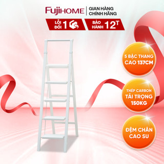 Thang ghế gấp gọn nhập khẩu FUJIHOME SL105W chất liệu thép carbon cứng cáp, 2-3-4-5 bậc tiện lợi