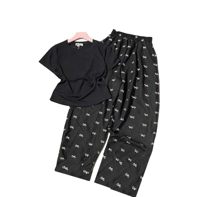 Tổng hợp các sét quần + áo phông croptop cộc tay trơn dáng ngắn chất tăm Hàn lạnh cho Nữ