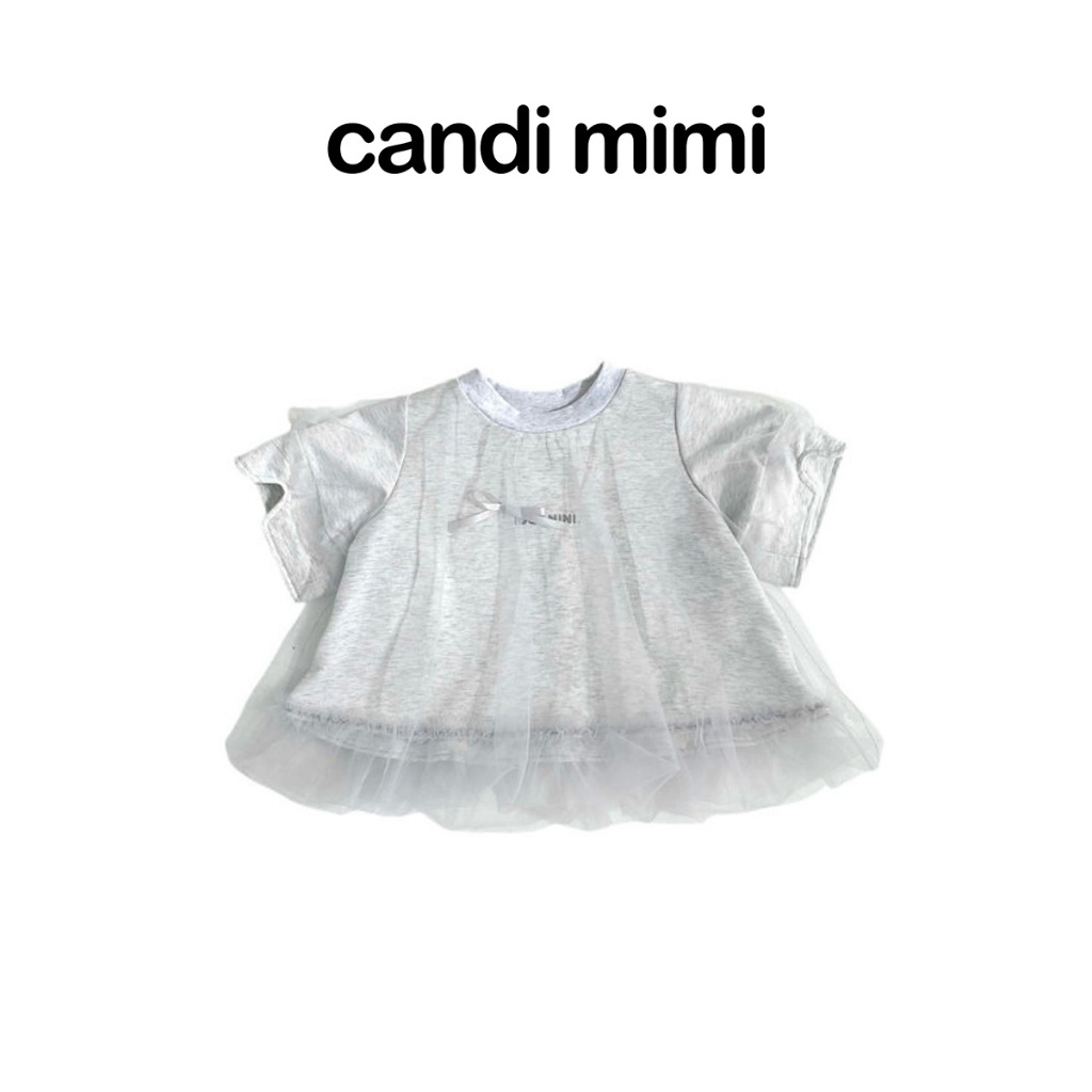 CANDI MIMI Áo cotton ngắn tay lớp voan ngoài - Phong cách Hàn Quốc