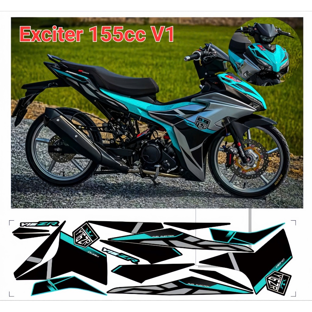 tem rời exciter 155 v1 cao cấp chất liệu in 3 lớp chống nước không phai màu.