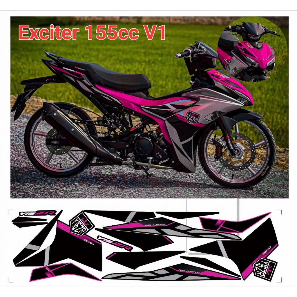 tem rời exciter 155 v1 cao cấp chất liệu in 3 lớp chống nước không phai màu.