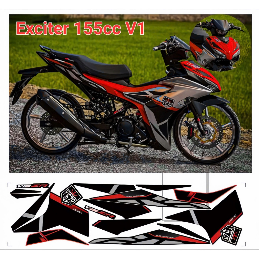 tem rời exciter 155 v1 cao cấp chất liệu in 3 lớp chống nước không phai màu.