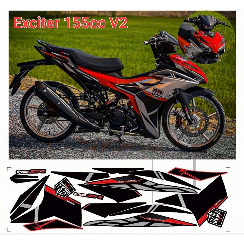 tem rời exciter 155 v2 mẫu y16zr cao cấp chất liệu in 3 lớp chống nước không phai mau.