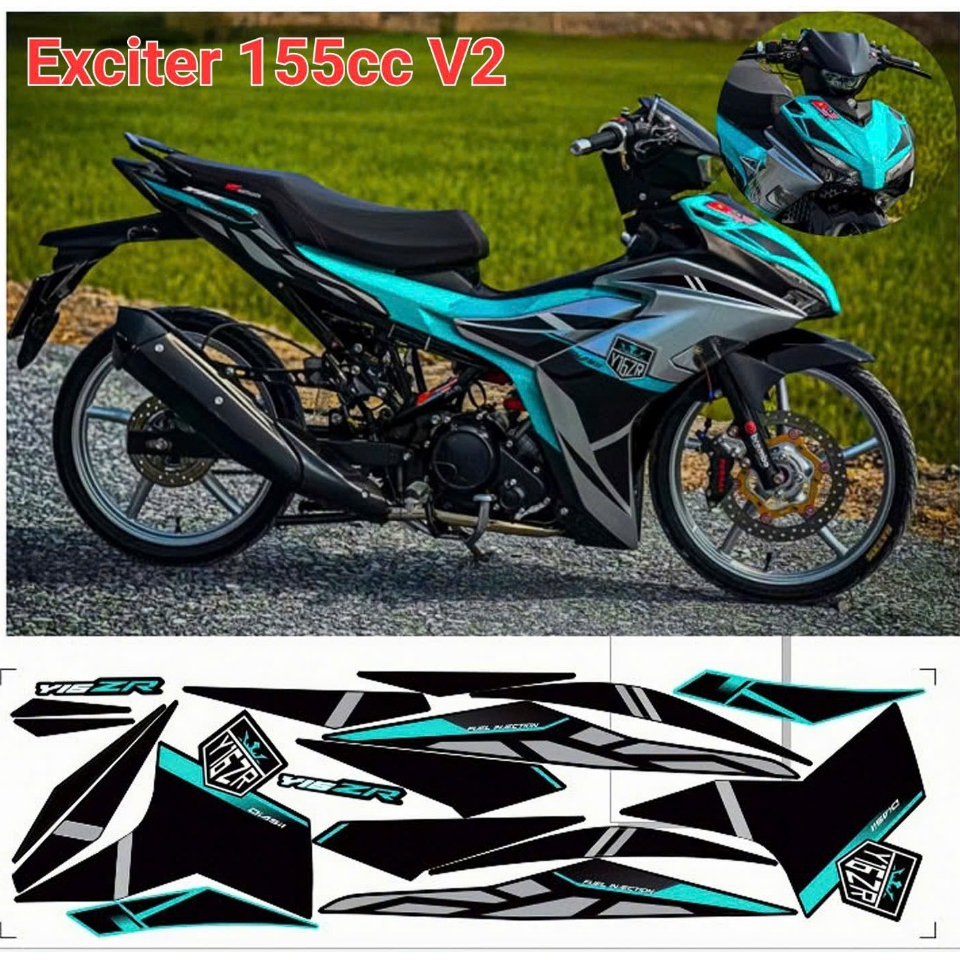 tem rời exciter 155 v2 mẫu y16zr cao cấp chất liệu in 3 lớp chống nước không phai mau.