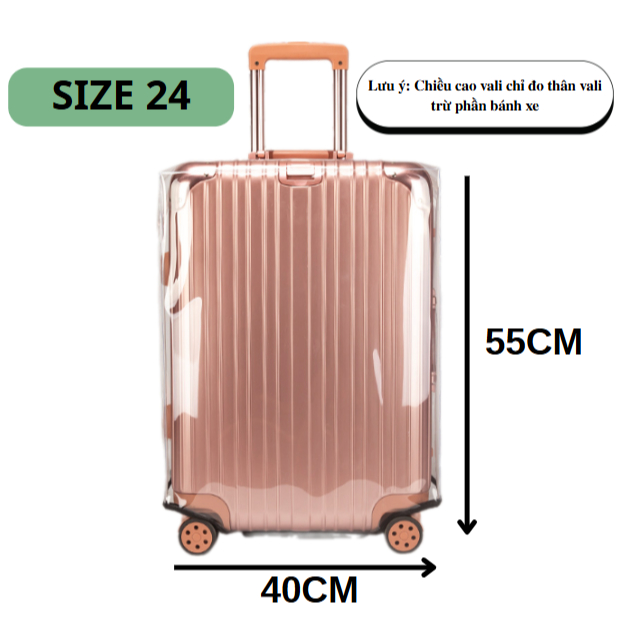 Bọc vali chống xước áo bọc vali nhựa trong suốt đủ size 20, 22,24,26,28, 29-30 inch áo trùm vali