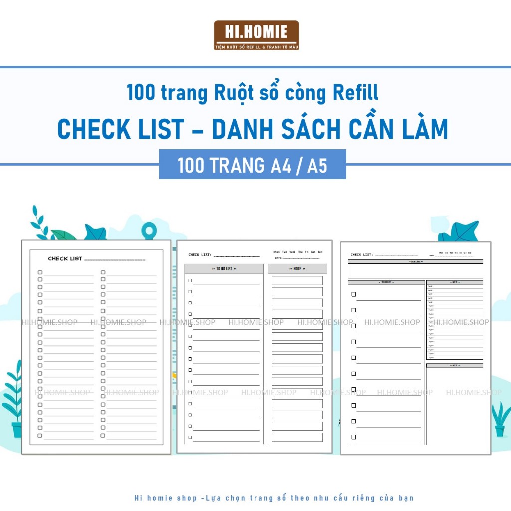 Sổ tay Checklist - Danh sách việc cần làm | 100 trang | Giấy refill ...