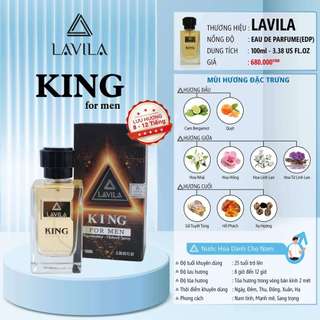 Nước hoa LAVILA King phong cách nam tính, mạnh mẽ, cá tính 100ml - Tặng chai nhỏ 20ml