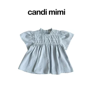 CANDI MIMI Áo sơmi xanh babydoll - Phong cách hàn Quốc
