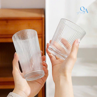 Ly thủy tinh chịu nhiệt dáng miệng loe thân sọc, ly uống nước, sinh tố, cà phê chịu nhiệt, cốc TT vân sọc