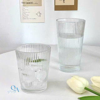 Ly thủy tinh chịu nhiệt dáng miệng loe thân sọc, ly uống nước, sinh tố, cà phê chịu nhiệt, cốc TT vân sọc