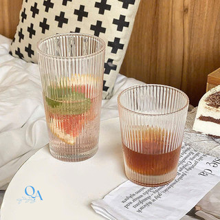 Ly thủy tinh chịu nhiệt dáng miệng loe thân sọc, ly uống nước, sinh tố, cà phê chịu nhiệt, cốc TT vân sọc