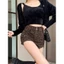 Quần sooc jean họa tiết báo lưng cao tôn dáng, Quần đùi báo mẫu mới hot trend 2025 cạp cao đơn giản dễ phối đồ (HC52)