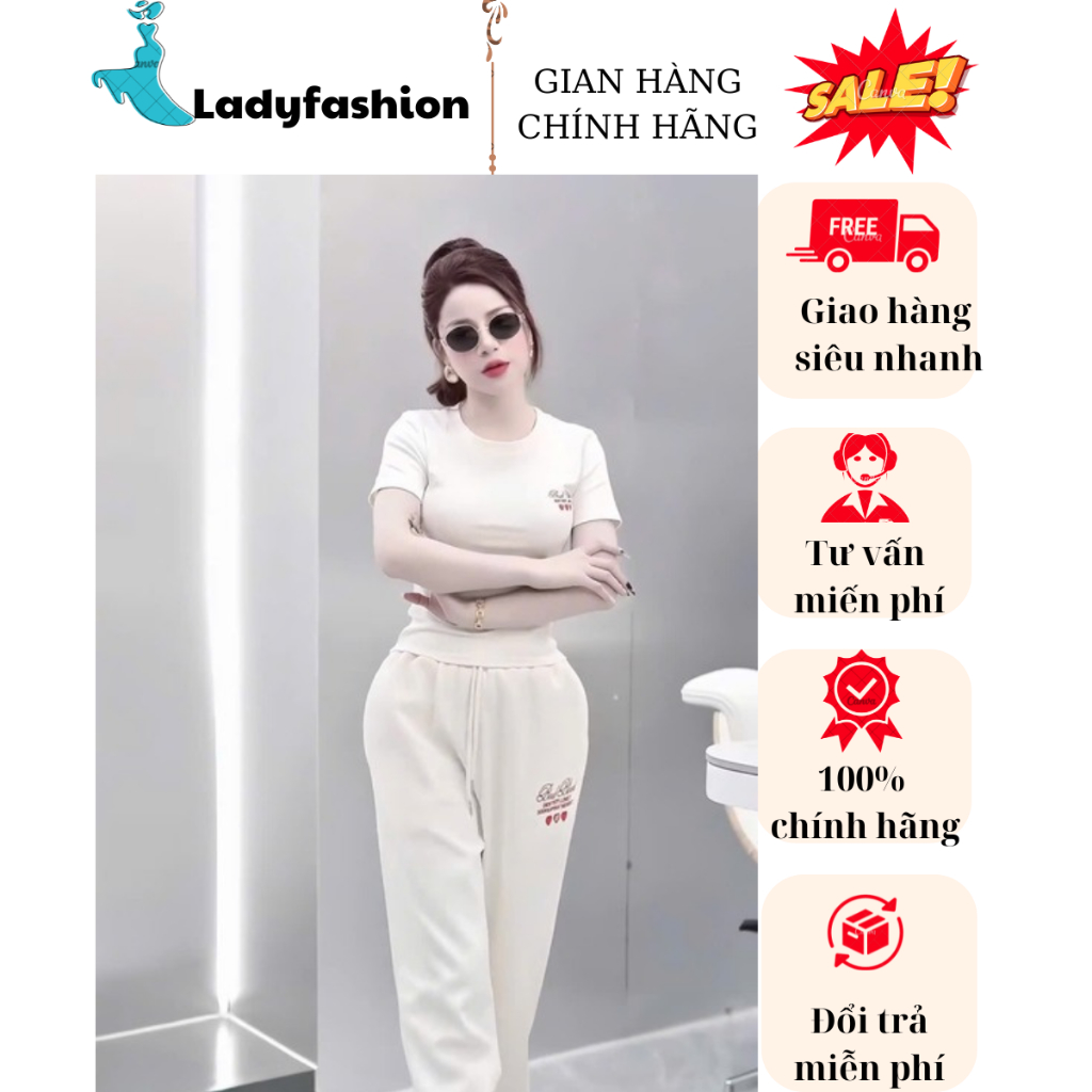 Set quần suông rút dây chất cotton cao cấp mix áo thun mát in chữ tim siêu hách dáng phù hợp đi chơi, lễ New 2025