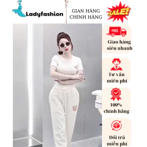 Set quần suông rút dây chất cotton cao cấp mix áo thun mát in chữ tim siêu hách dáng phù hợp đi chơi, lễ New 2025