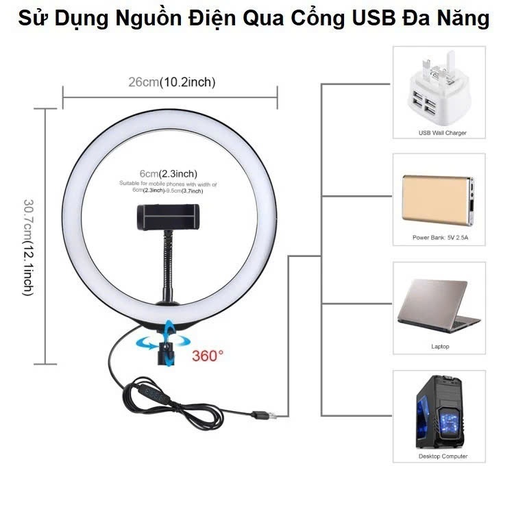 Đèn LED livestream để bàn có kẹp đt hỗ trợ 3 màu ánh sáng Đèn chụp ảnh Đèn quay video đèn bàn học