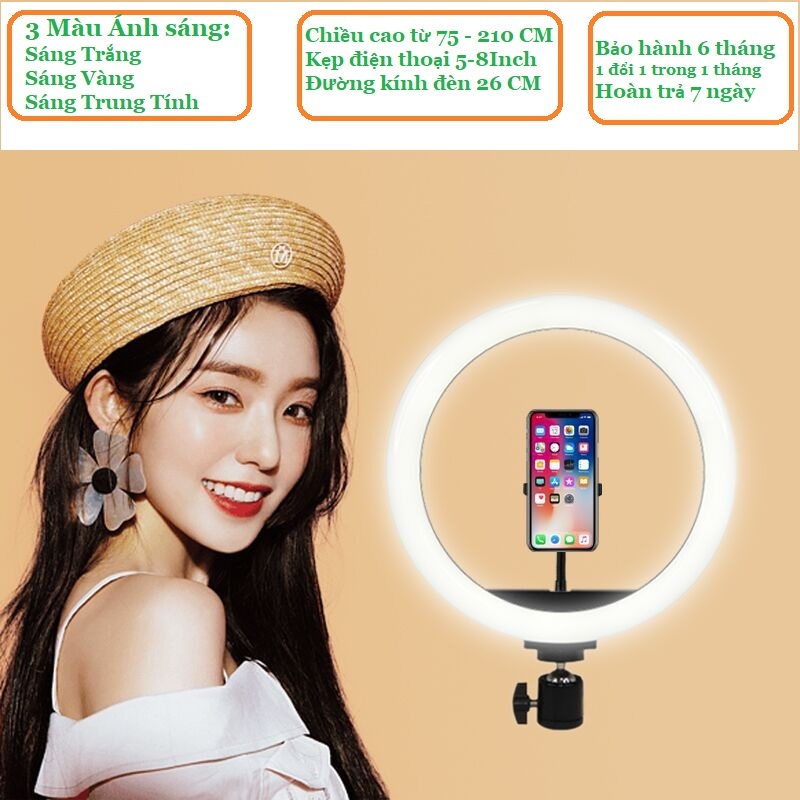 Đèn LED livestream để bàn có kẹp đt hỗ trợ 3 màu ánh sáng Đèn chụp ảnh Đèn quay video đèn bàn học