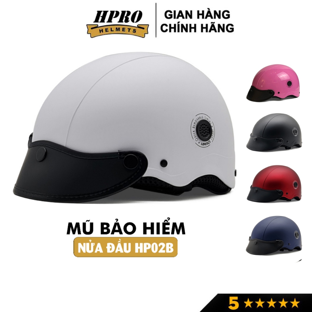 Ảnh Mũ bảo hiểm nửa đầu thời trang Hpro helmet HP02B, nhiều màu sắc cá tính, kiểu dáng nón sơn Freesize (52-56cm) 1