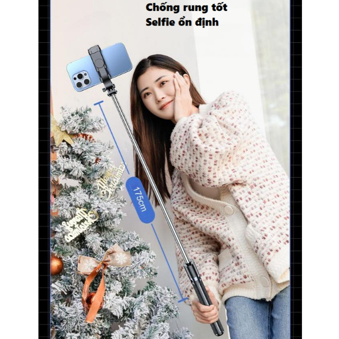 Gậy chụp hình ảnh selfie 3 chân chắc chắn có điều khiển từ xa kèm đèn led trợ sáng cao cấp xoay 360 độ, gậy livestream