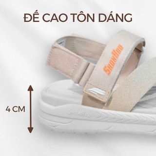 Giày Sandal Nam Nữ Màu Kem Xanh Đen SHONHOU SP414 Đế Cao 4cm, Siêu Nhẹ, Quai Bền, Dép Quai Hậu Đi Học Đi Chơi Đi Làm