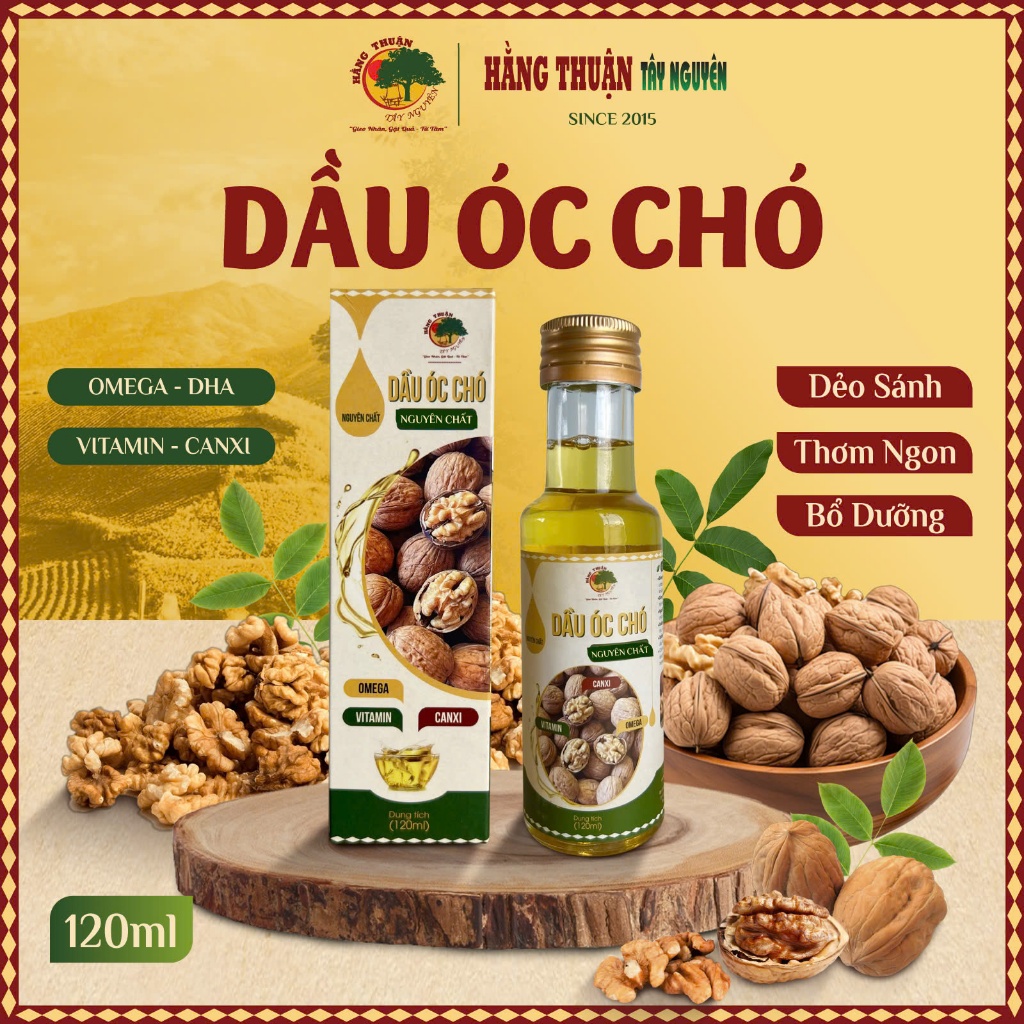 Dầu Óc Chó Nguyên Chất Hằng Thuận Tây Nguyên (Bé ăn dặm, Mẹ bồi bổ)