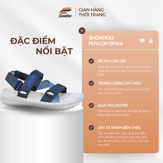 Giày Sandal Nam Nữ Màu Kem Xanh Đen SHONHOU SP414 Đế Cao 4cm, Siêu Nhẹ, Quai Bền, Dép Quai Hậu Đi Học Đi Chơi Đi Làm