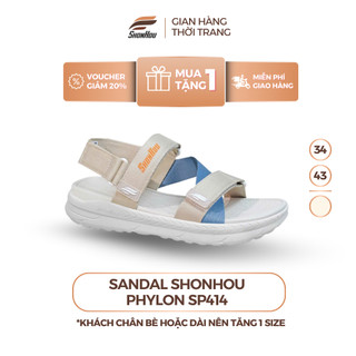 Giày Sandal Nam Nữ MÀU KEM XANH BÍCH SHONHOU SP414 Đế Cao 4cm, Siêu Nhẹ, Quai Bền, Dép Quai Hậu Đi Học Đi Chơi Đi Làm