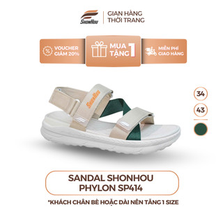Giày Sandal Nam Nữ Màu Kem Xanh Lá SHONHOU SP414 Đế Cao 4cm, Siêu Nhẹ, Quai Bền, Dép Quai Hậu Đi Học Đi Chơi Đi Làm