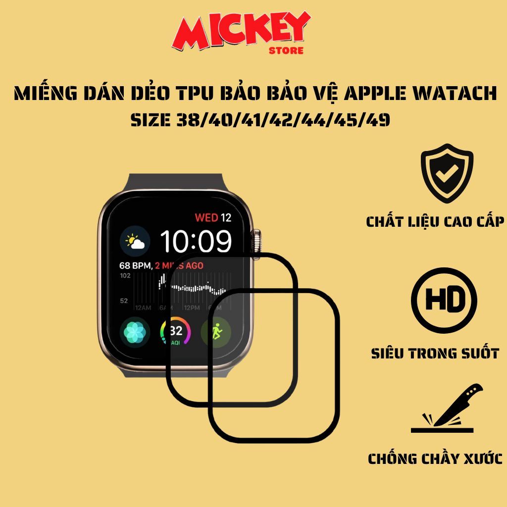 Miếng Dán Dẻo TPU Chống Xước Bảo Vệ Màn Hình AppleWatch Series 7/6/5/4/3/2/1/SE 38 40 41 42 44 45 49