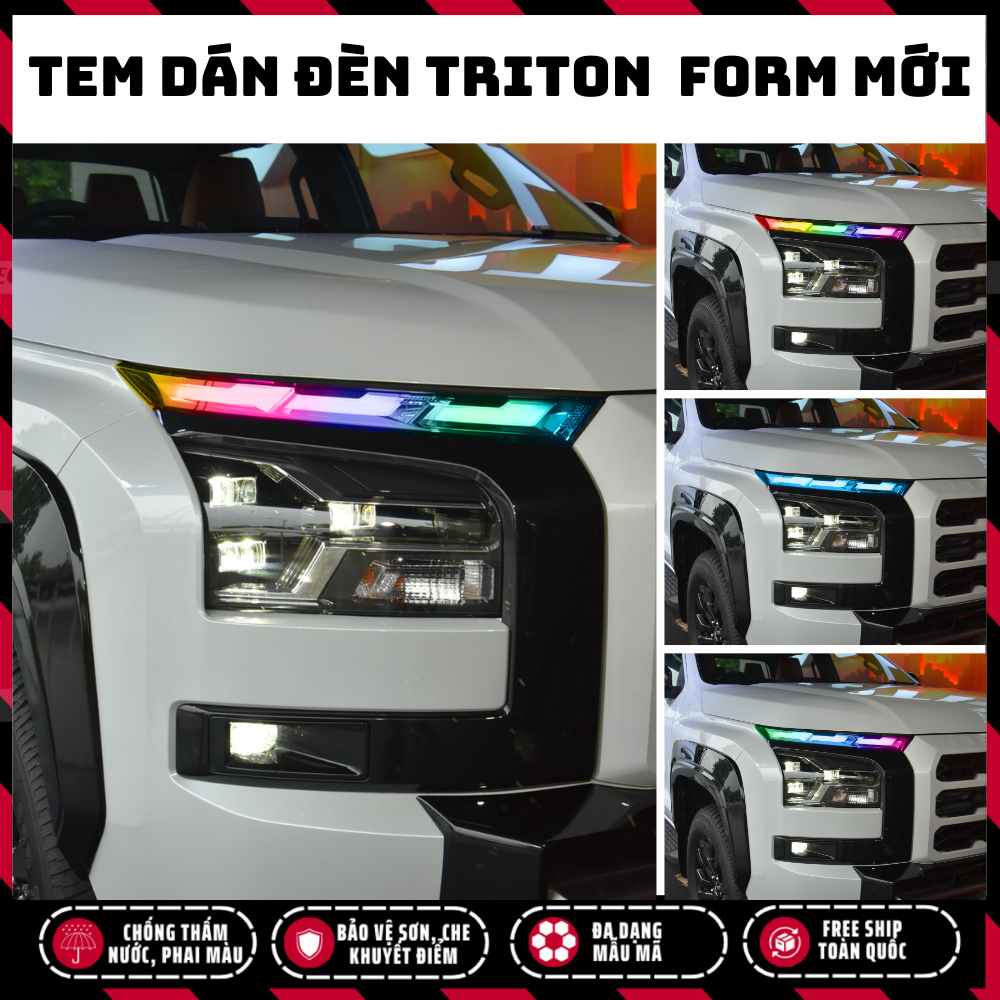 Tem dán đèn Triton 2024 - 2025, decal đèn Triton 2024-2025 bền màu chống nước