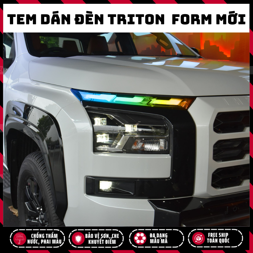 Tem dán đèn Triton 2024 - 2025, decal đèn Triton 2024-2025 bền màu chống nước